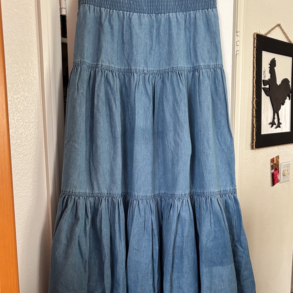 INC International Concepts Light Blue Tiered Maxi Skirt